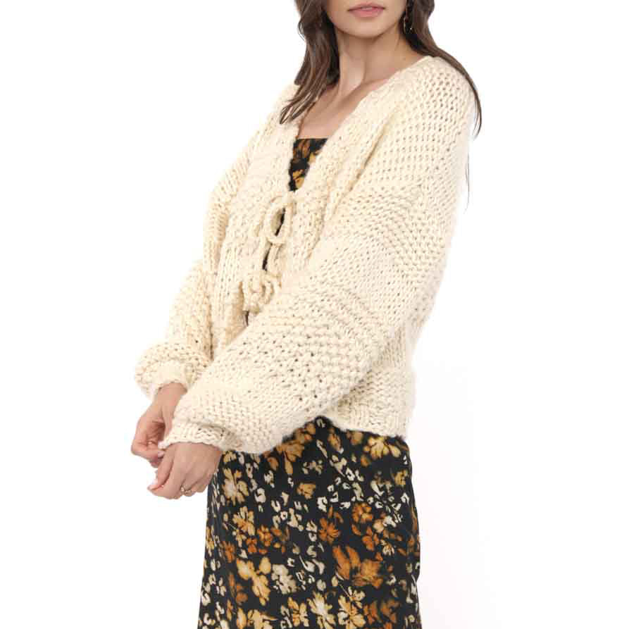 Iggy Tie Front Cardigan - Ivory