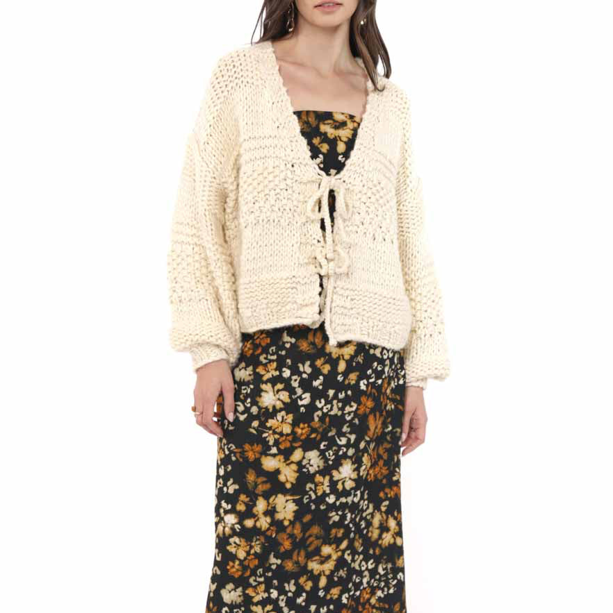 Iggy Tie Front Cardigan - Ivory