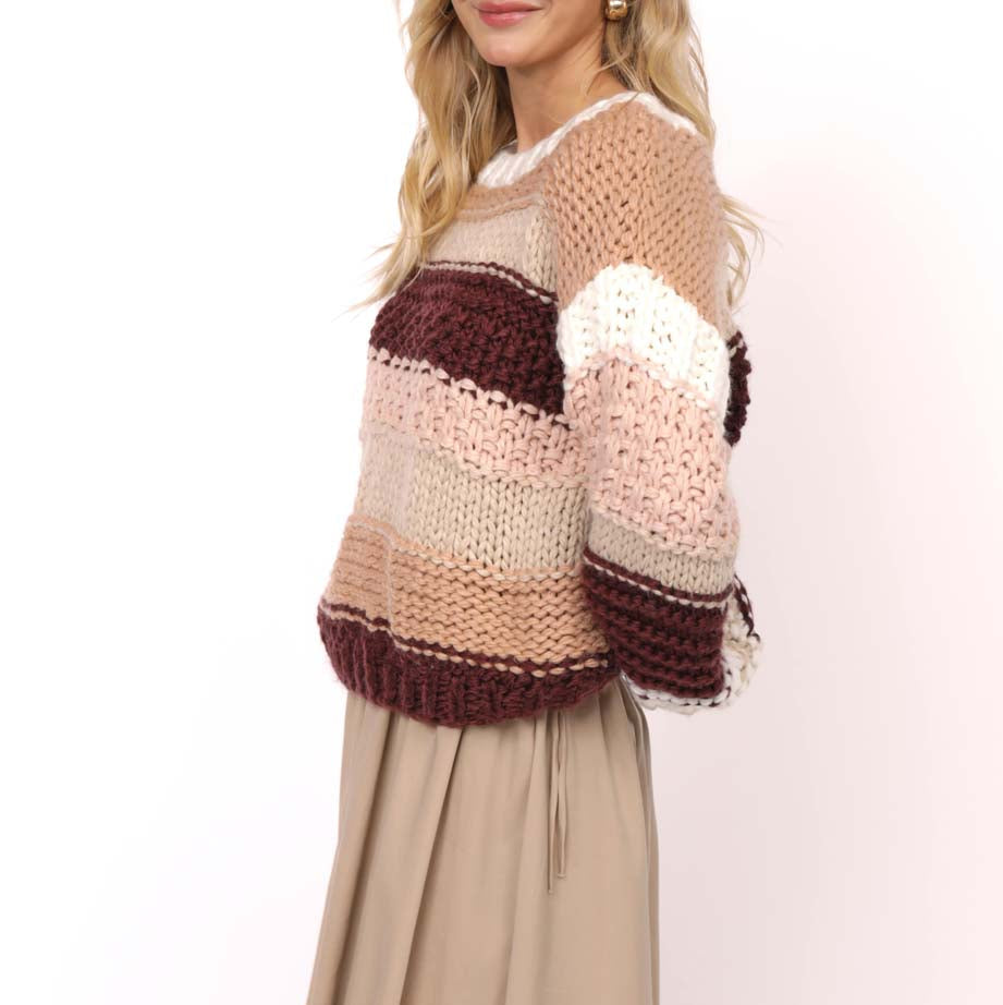 Butter Pecan Chunky Sweater - Burgundy