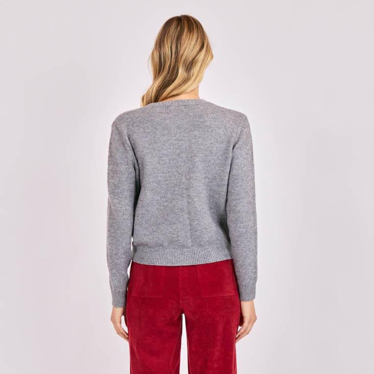 Leighton Heart Button Cardigan - Grey