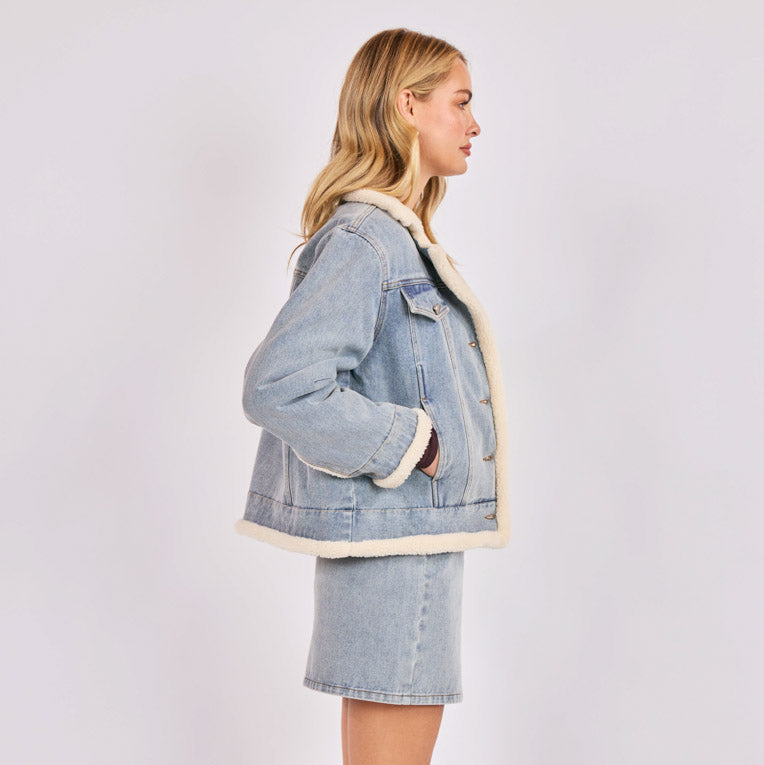 Metropolis Denim Jacket Faux Shearling