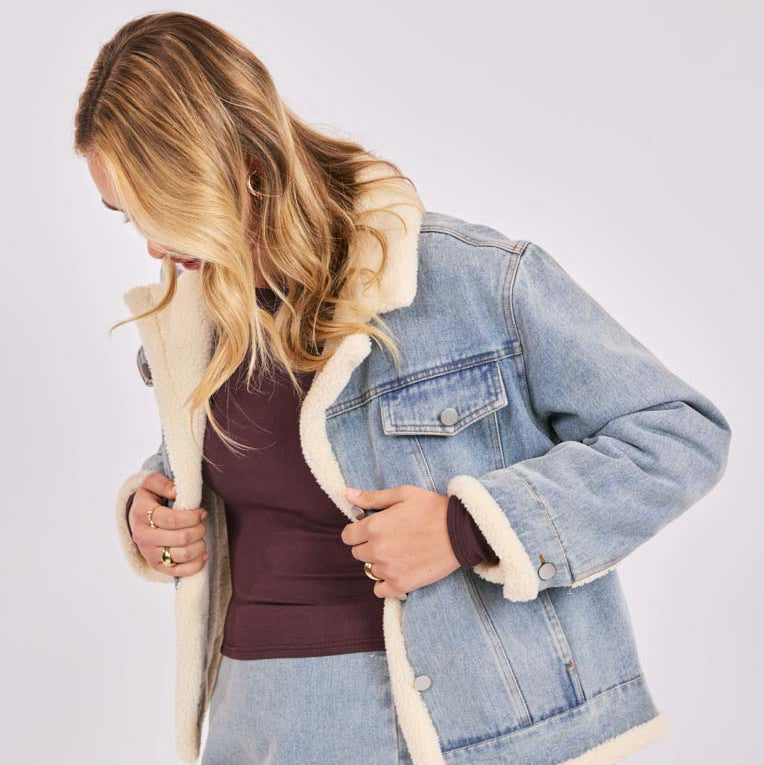 Metropolis Denim Jacket Faux Shearling