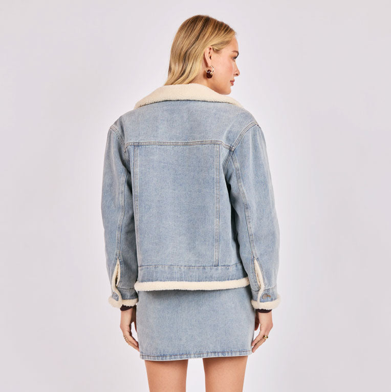 Metropolis Denim Jacket Faux Shearling