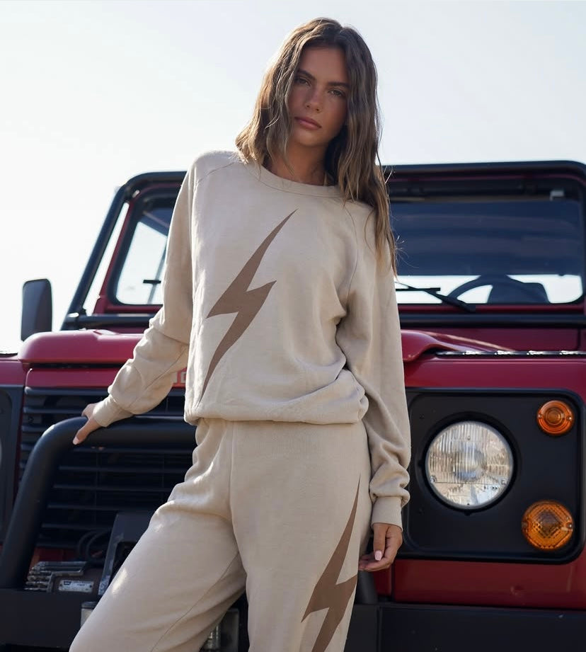 Bolt Relaxed Crew Sweatshirt - Sand / Mocha