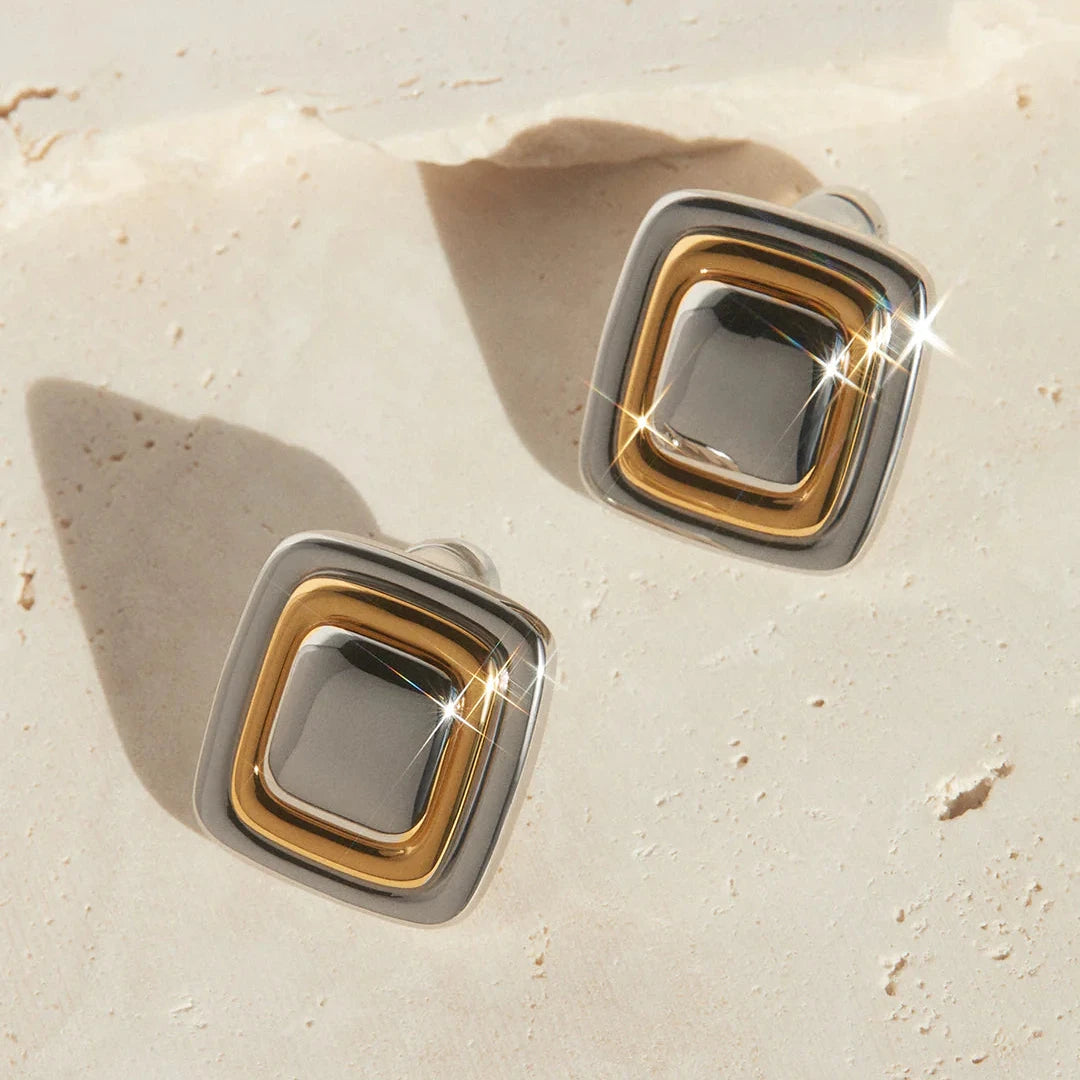 Dalia Two-Toned Studs - Silver