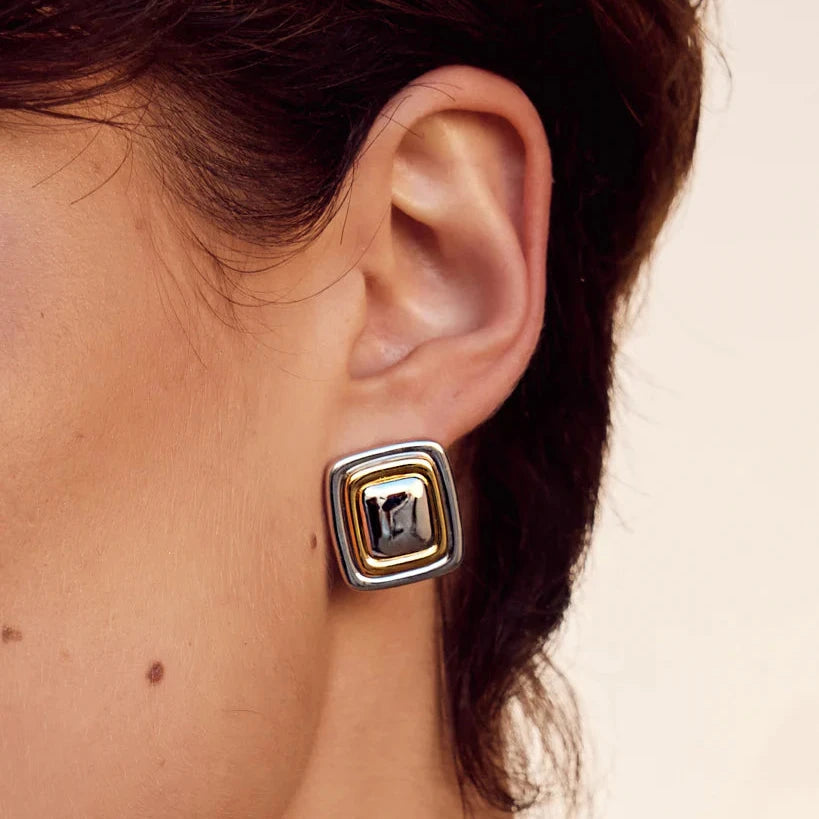 Dalia Two-Toned Studs - Silver