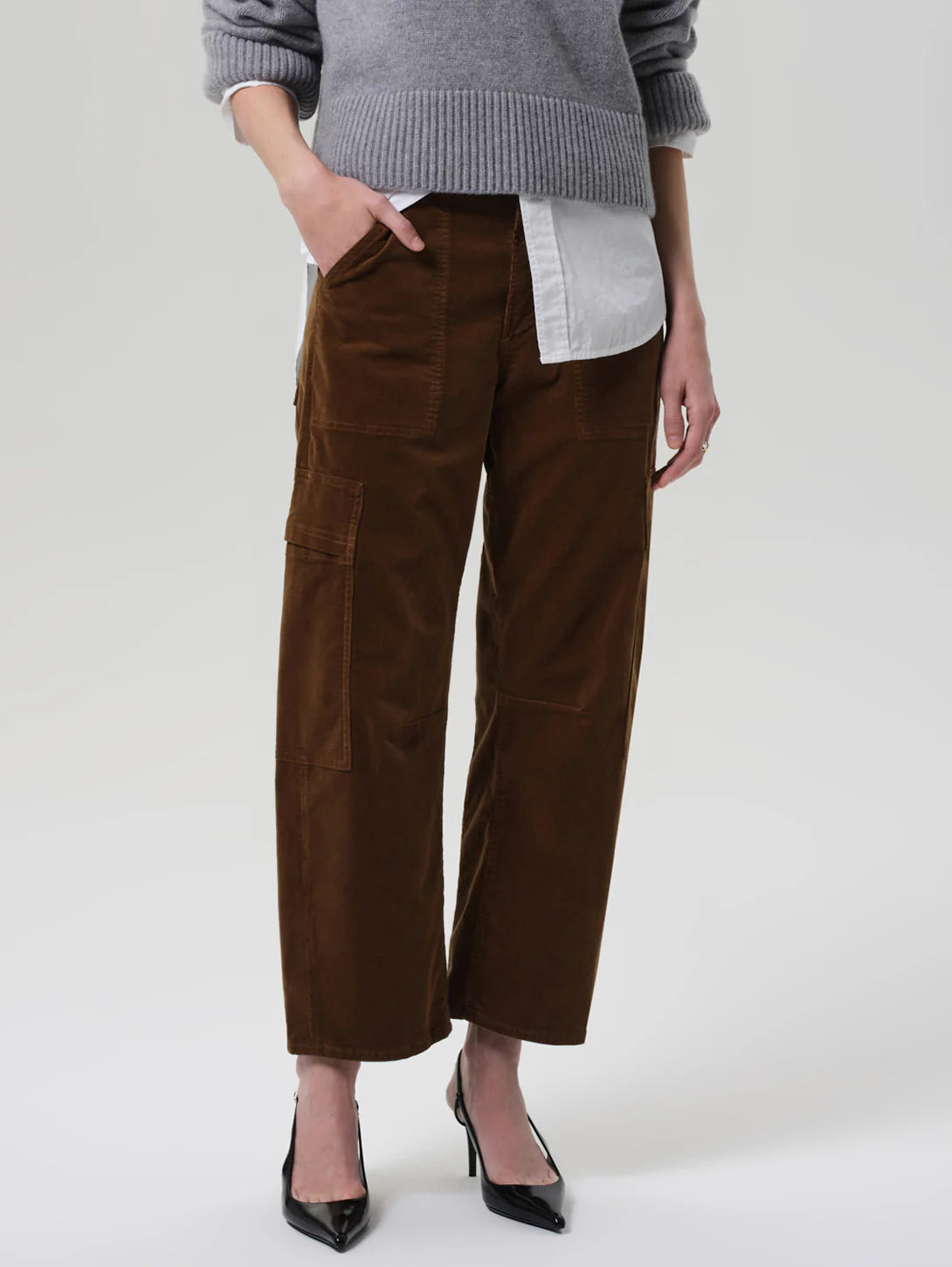 Marcelle Low Slung Corduroy Cargo - Manuka