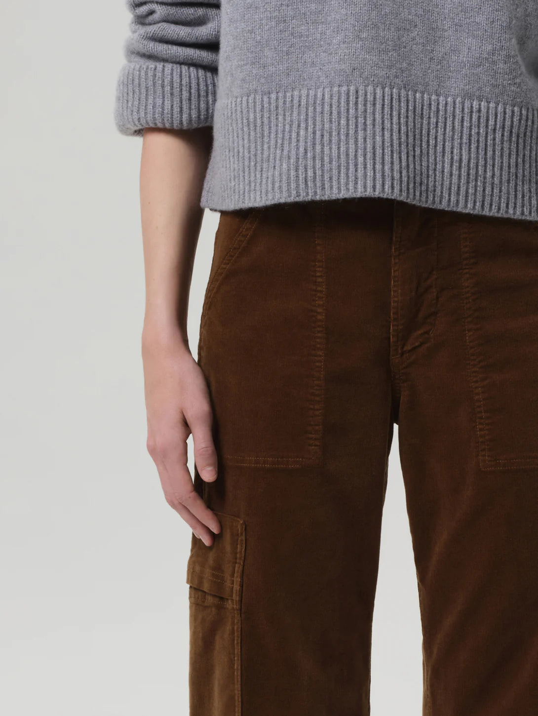 Marcelle Low Slung Corduroy Cargo - Manuka