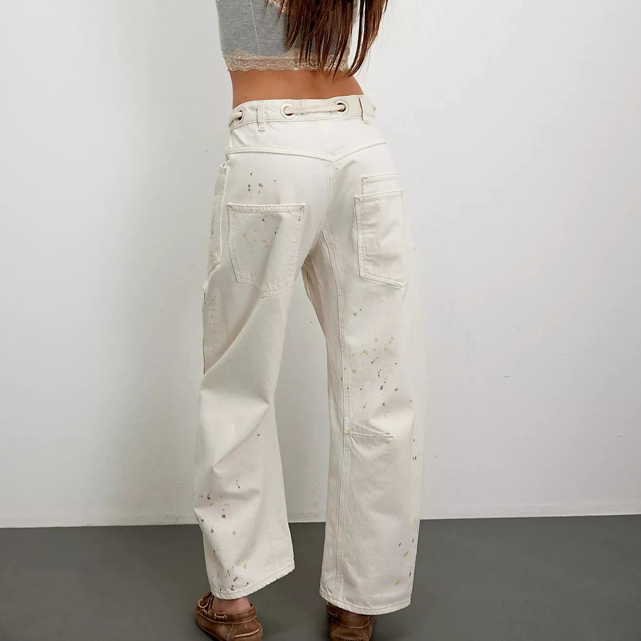 Moxie Pull-On Barrel Jeans - White