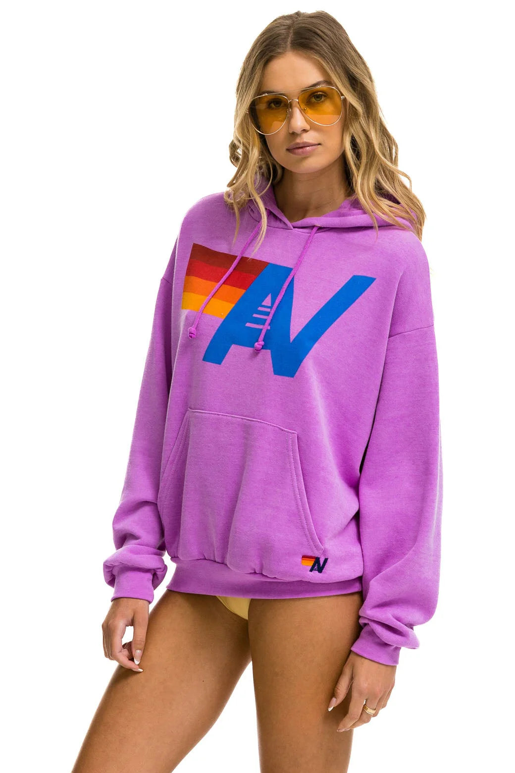 Logo Pullover Relaxed Hoodie - Neon Purple