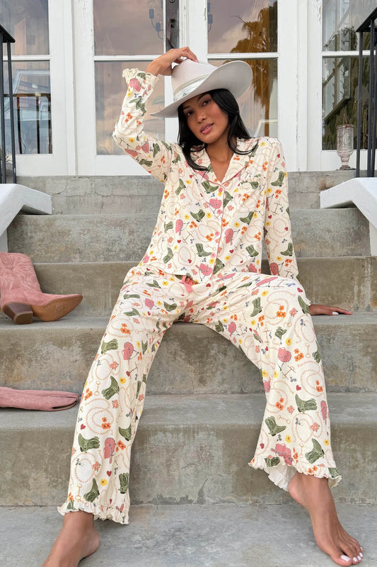 Saddle Up PJ Set - Nude