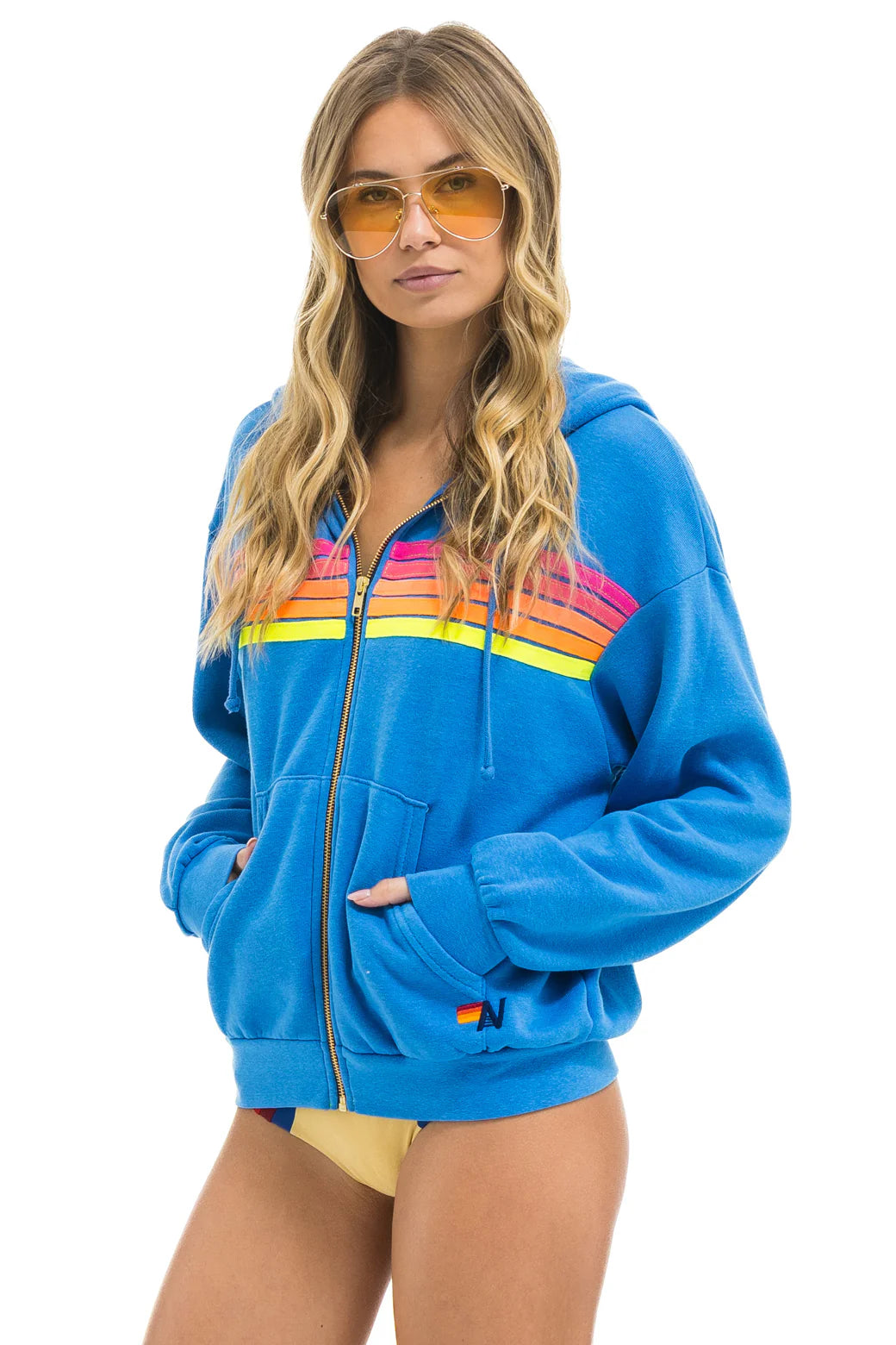 5 Stripe Hoodie - Cobalt / Neon