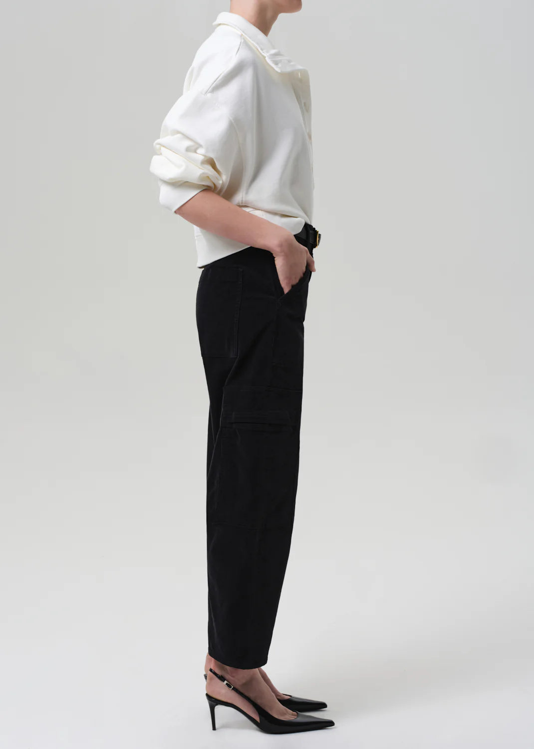Marcelle Low Slung Corduroy Cargo - Charcoal