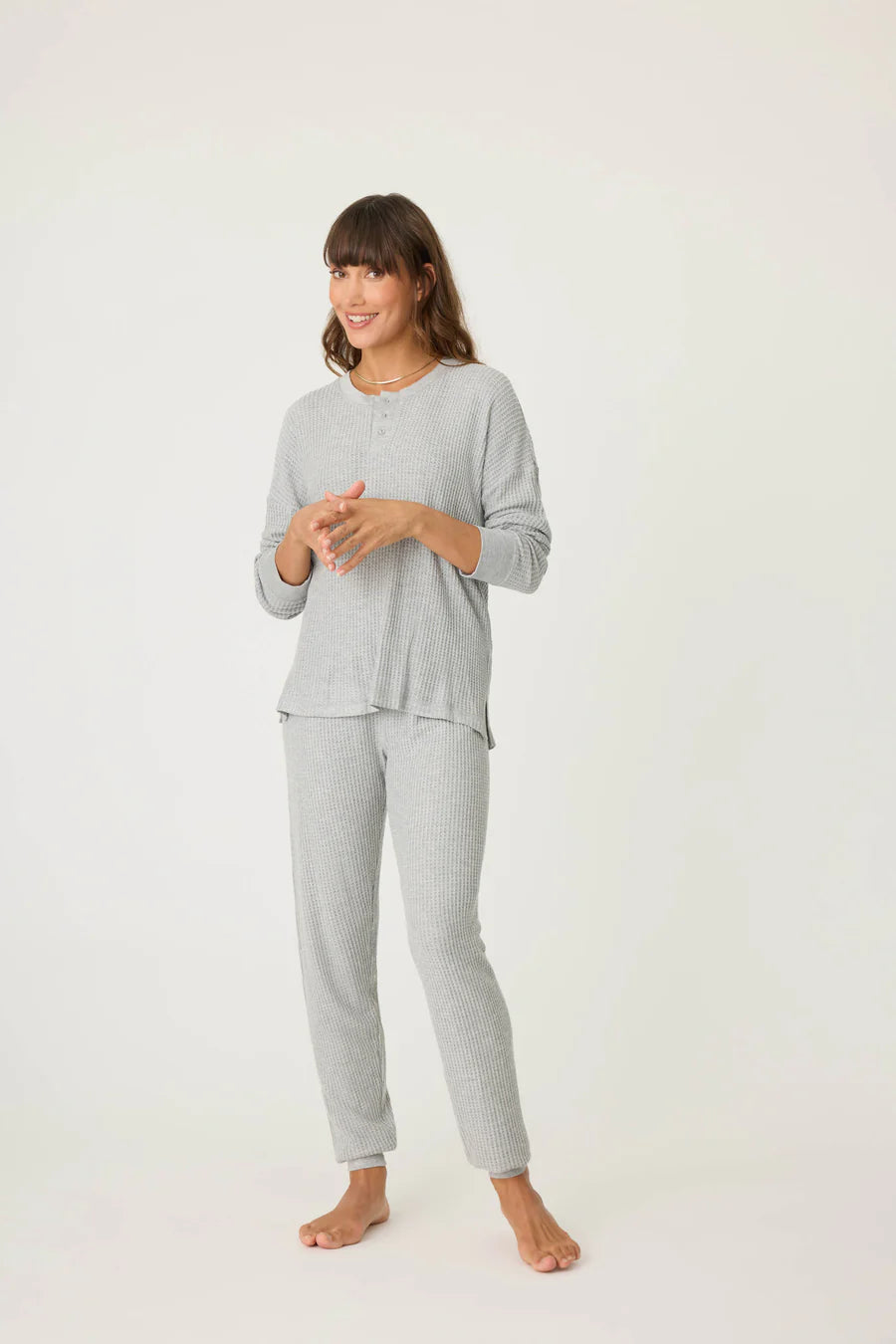 Silver Sparkle Thermal Ski Jammie Set