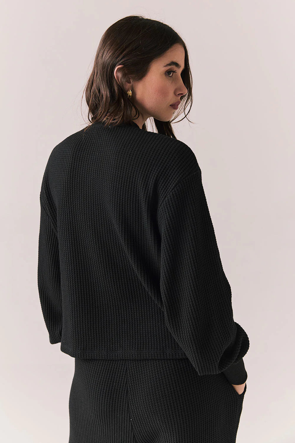 Thayne Cropped Henley - True Black