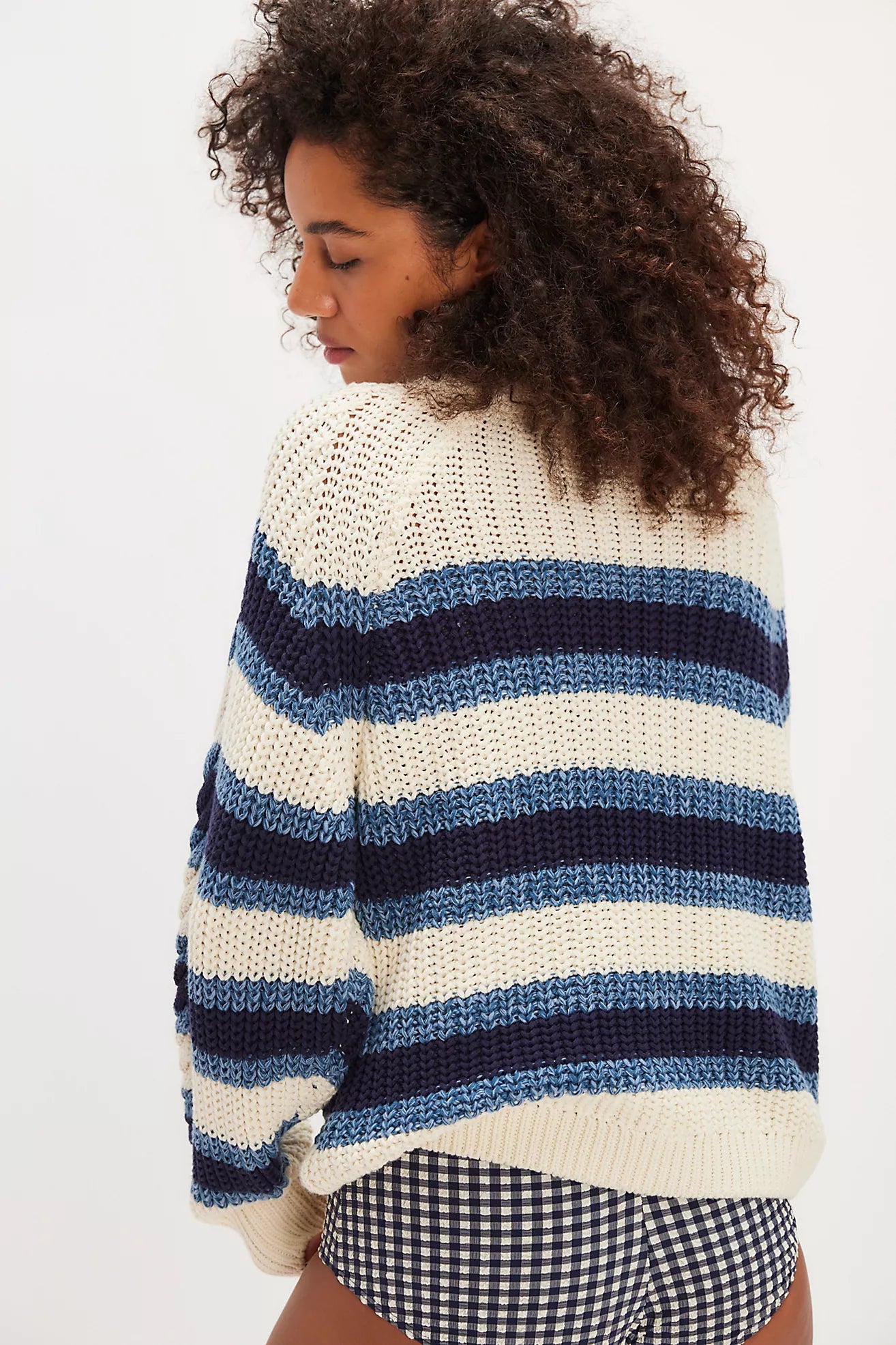 Frankie Cable Striped Pullover - Ivory Combo