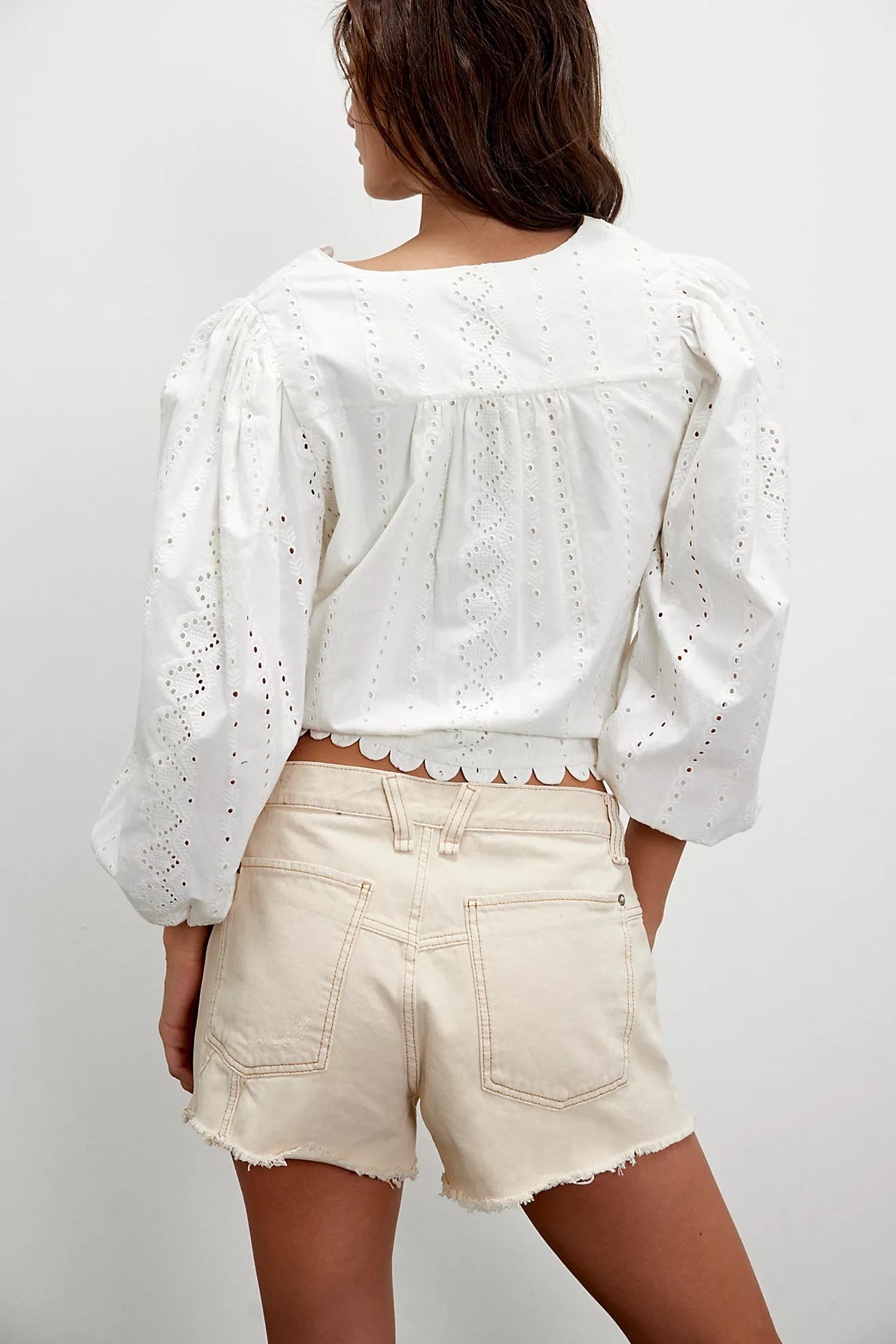 Now Or Never Denim Shorts - Ecru