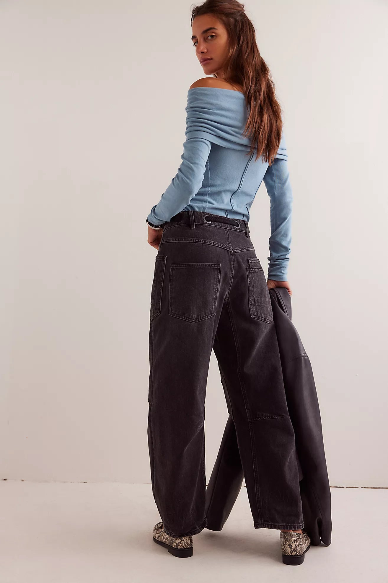 Moxie Pull-On Barrel Jeans - Night Hawk