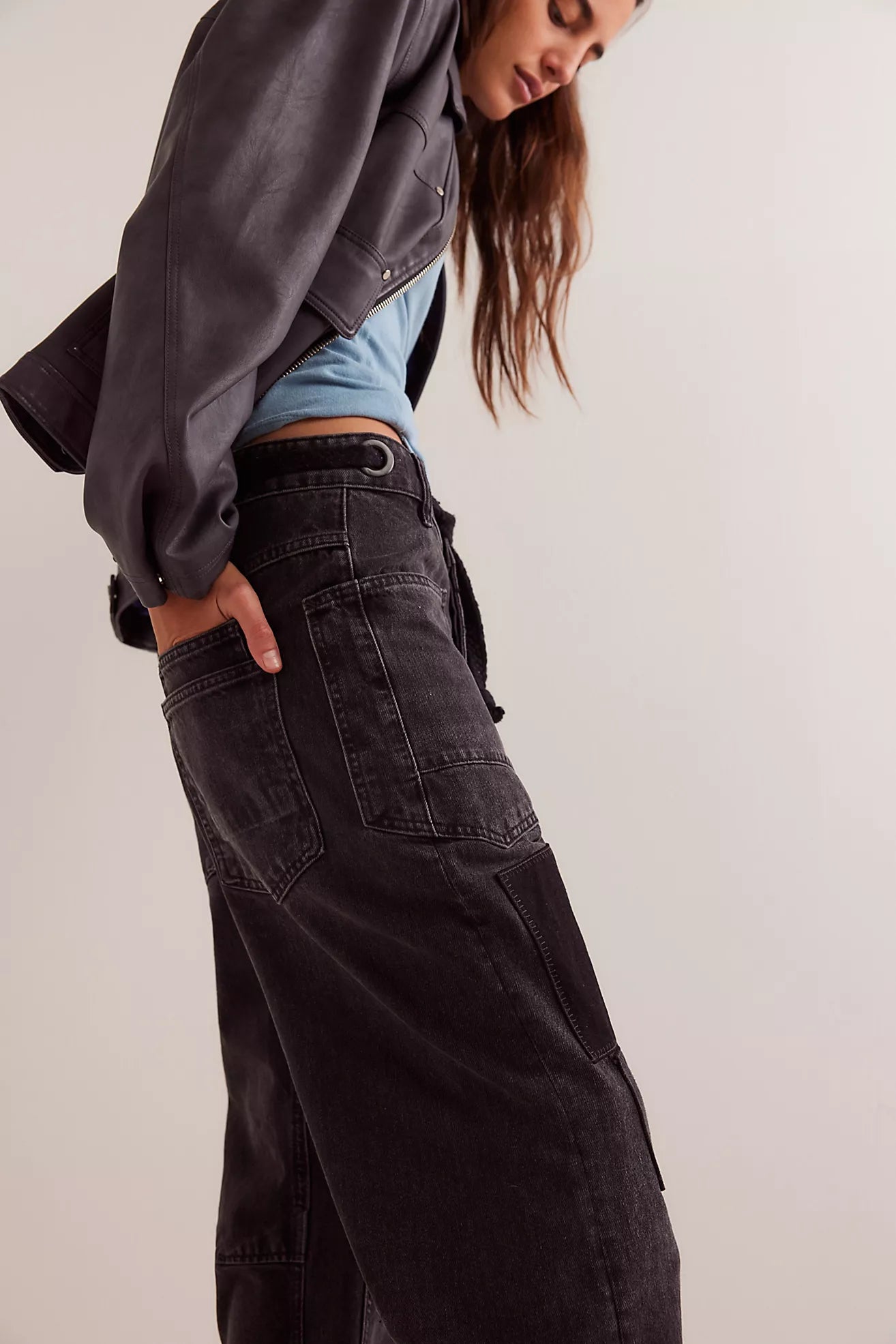 Moxie Pull-On Barrel Jeans - Night Hawk