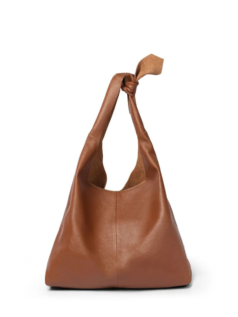 Knot Leather Shoulder Bag - Tan