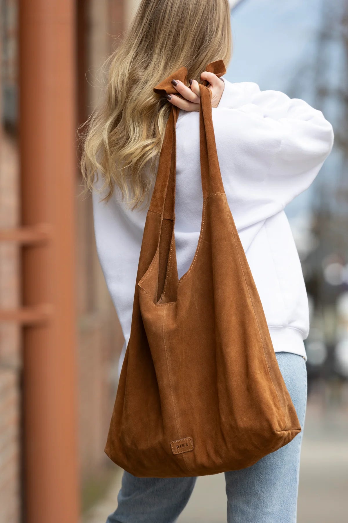 Knot Suede Shoulder Bag - Light Brown