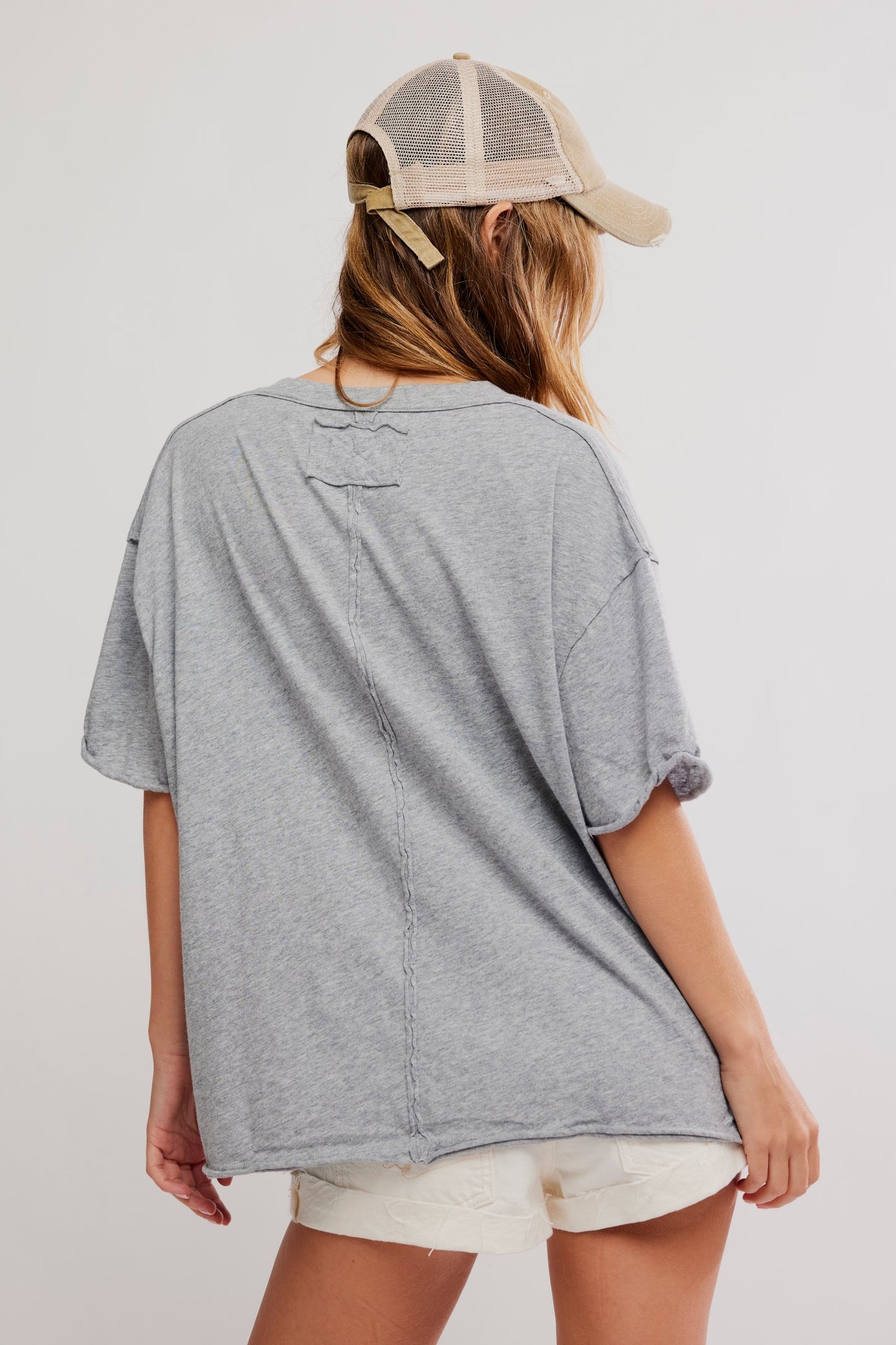 Nina Tee V Neck - Heather Grey