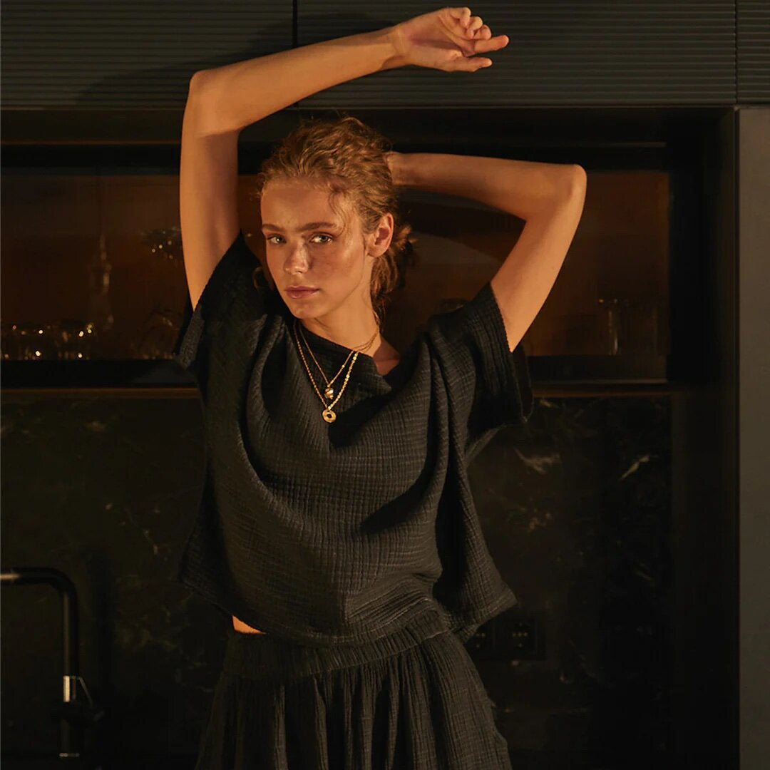 Crinkle Boat Top - Black