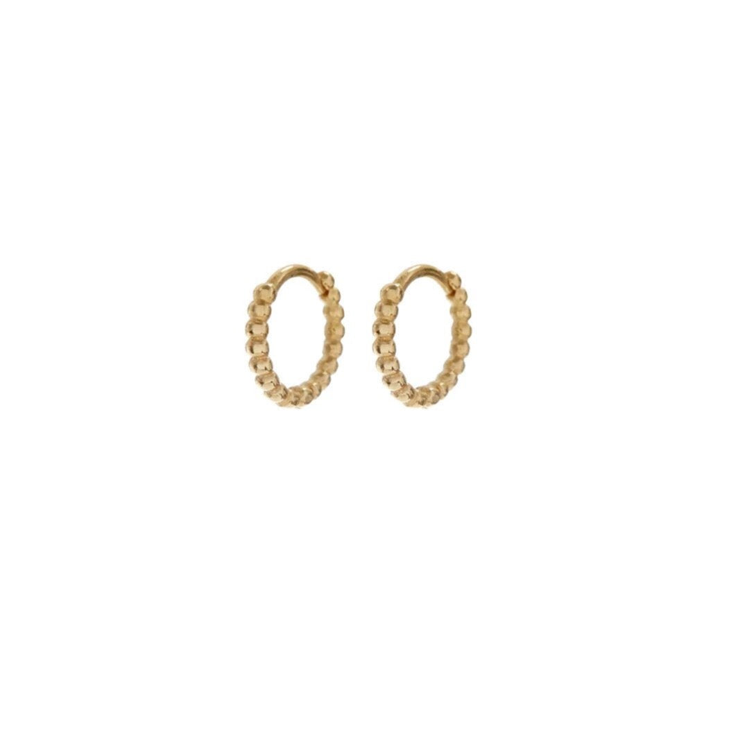 Mini Continuous Beaded Huggies - Gold