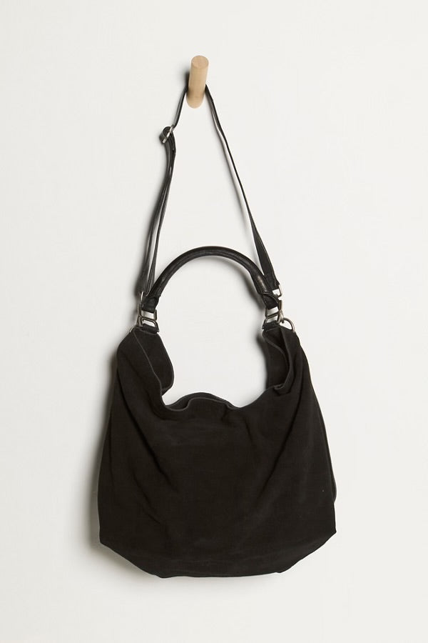 Suzie Suede Slouch Tote - Black