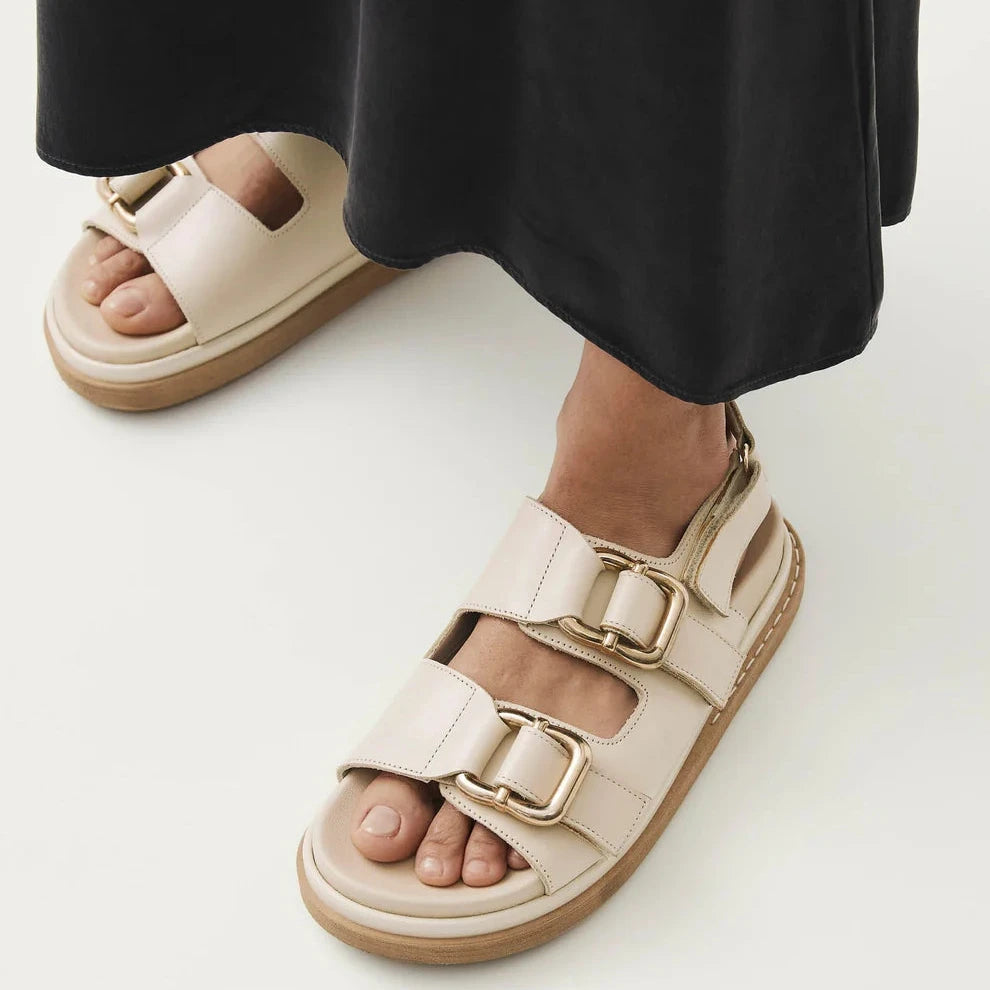 Harper Leather Sandals - Cream