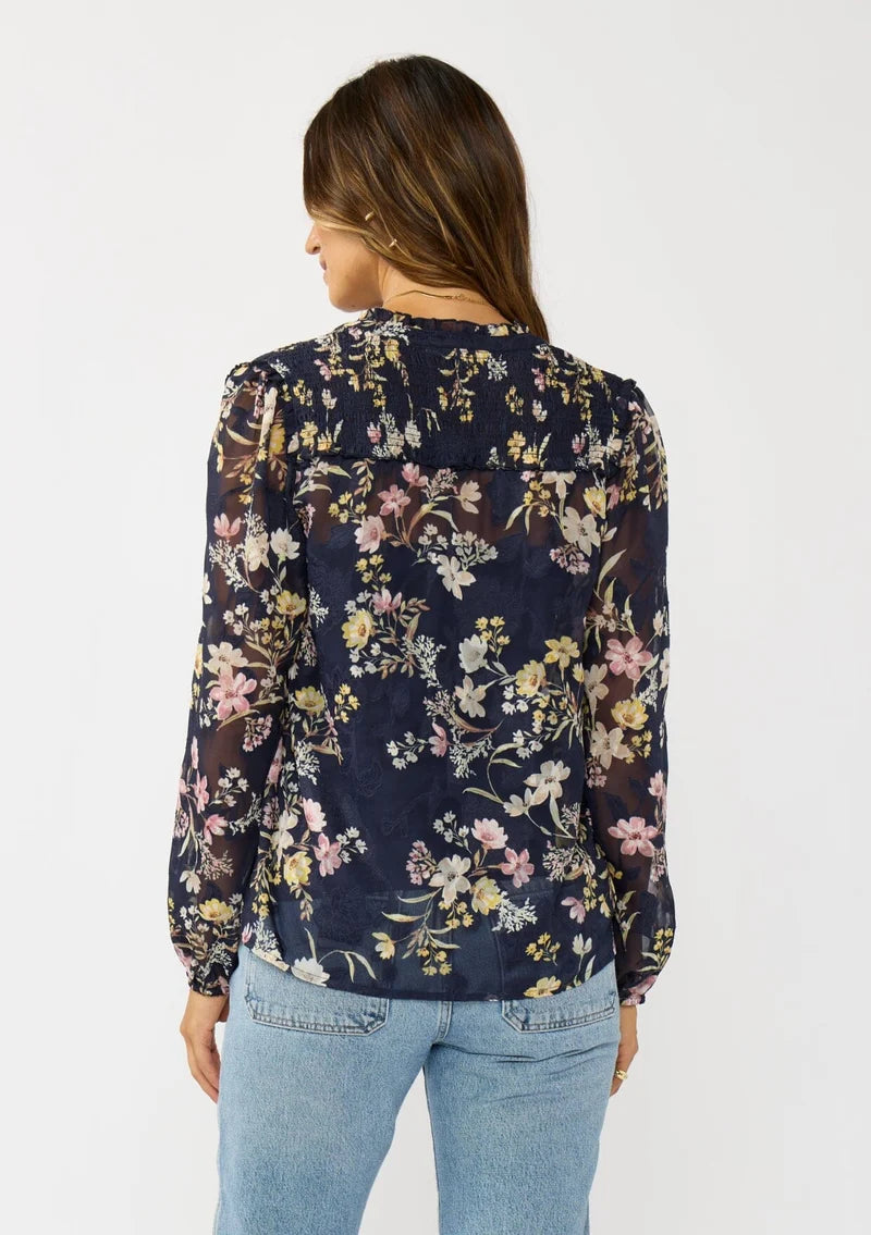 Dusk Serenade Blouse - Navy / Yellow
