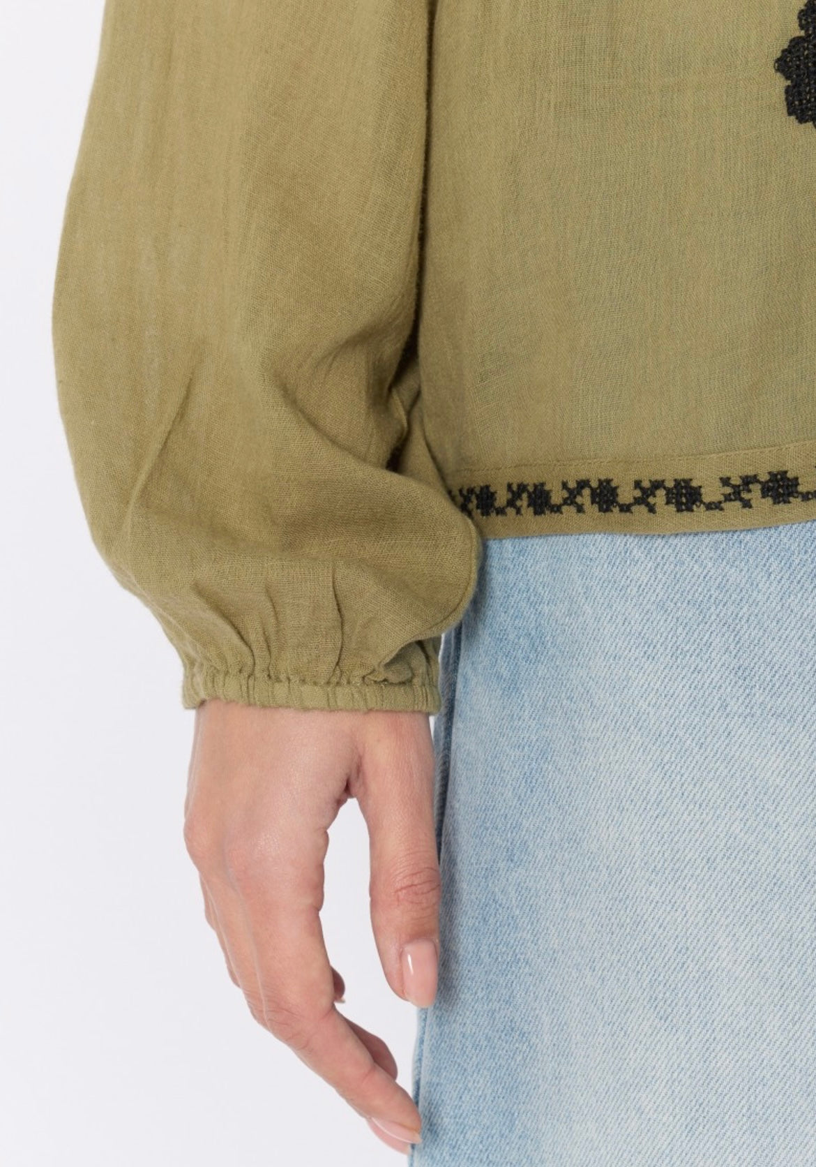 Chaya Flower Blouse - Khaki