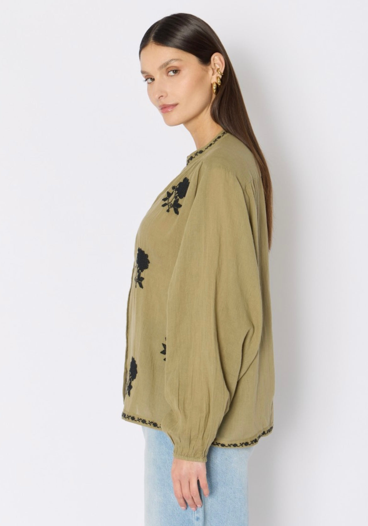 Chaya Flower Blouse - Khaki