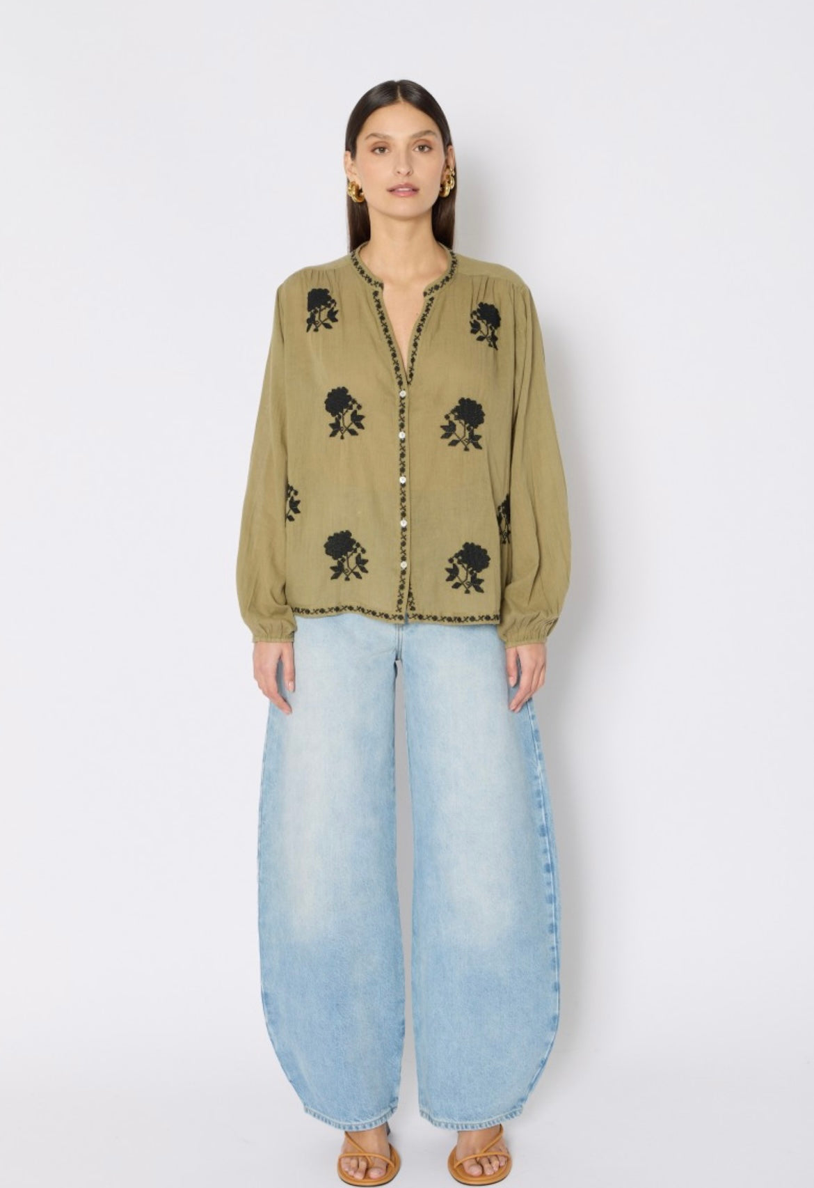 Chaya Flower Blouse - Khaki