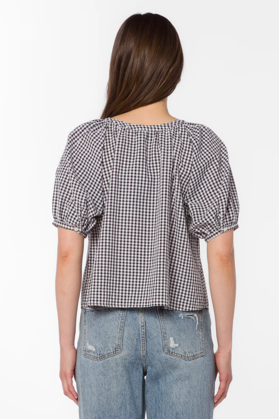 Ottilie Gingham Top - Black