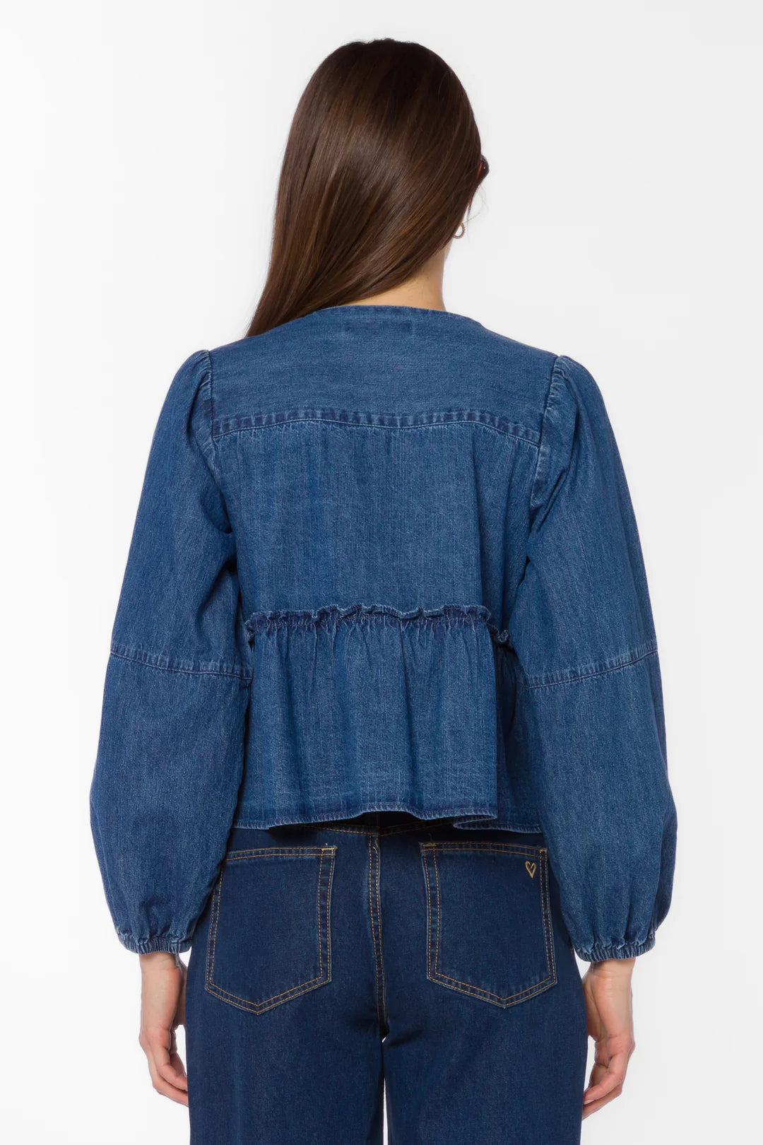 Abbie Denim Top - Tokyo Blue