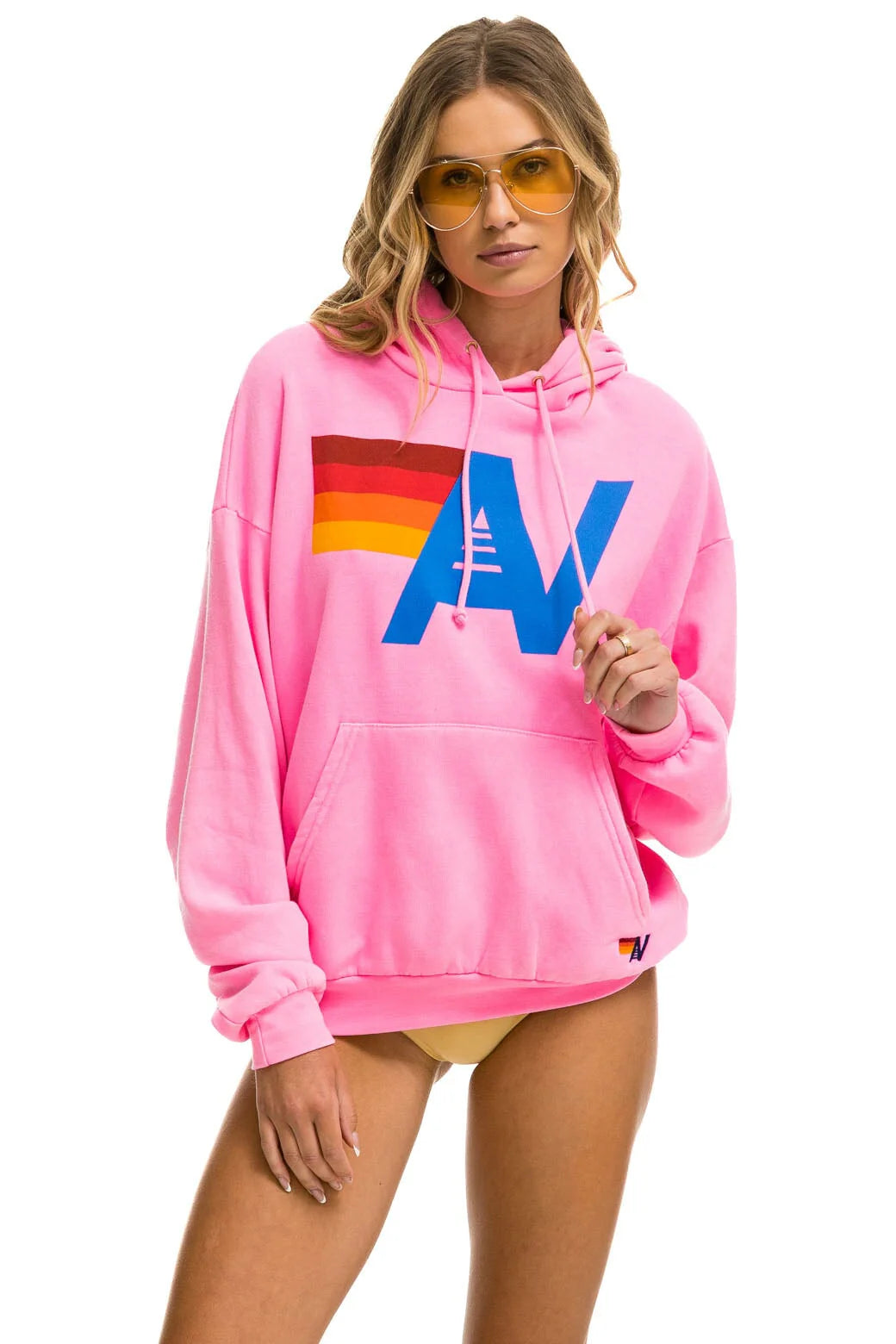 Logo Pullover Relaxed Hoodie - Neon Pink