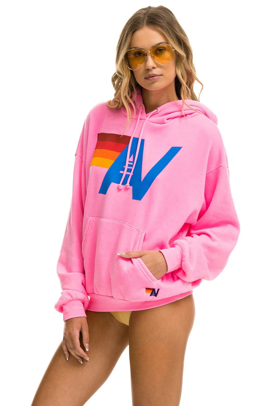 Logo Pullover Relaxed Hoodie - Neon Pink
