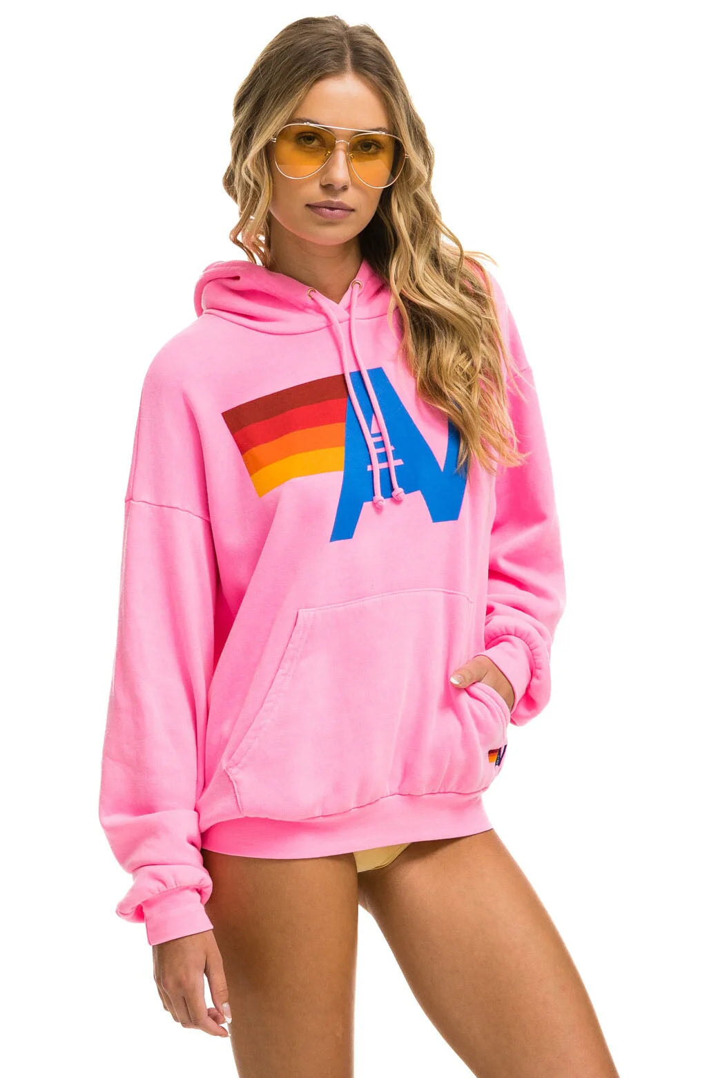Logo Pullover Relaxed Hoodie - Neon Pink