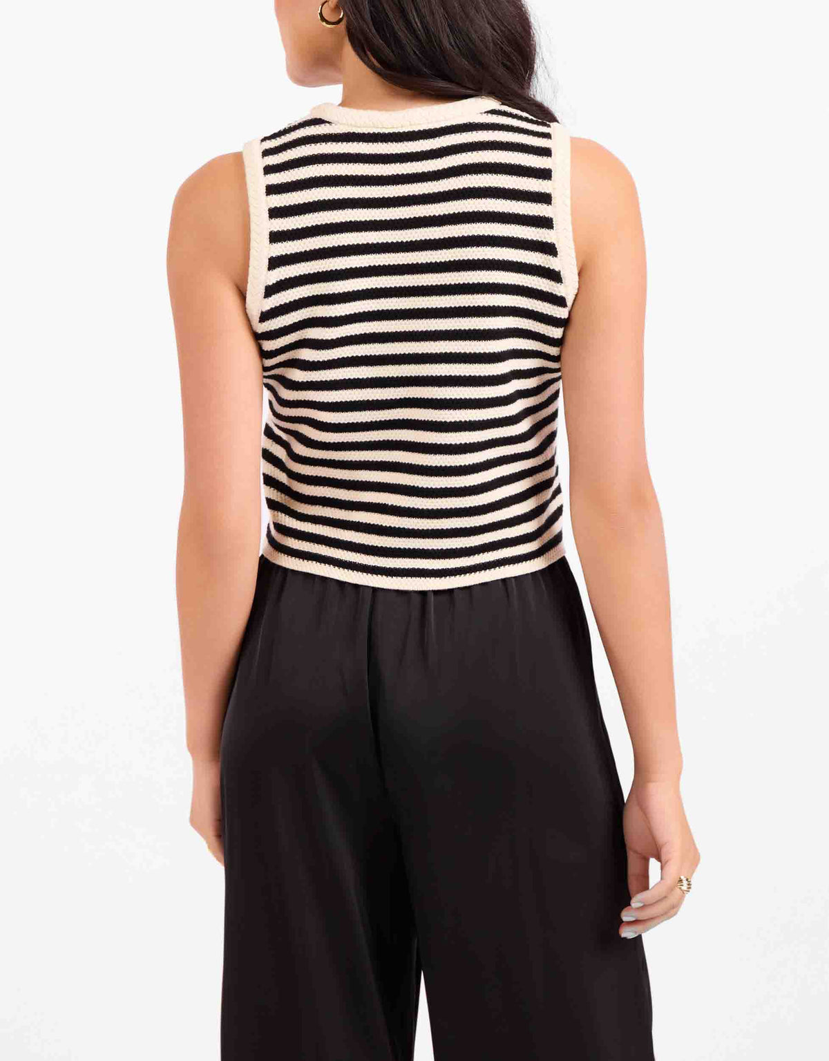 Manon Stripe Vest - Ivory / Black