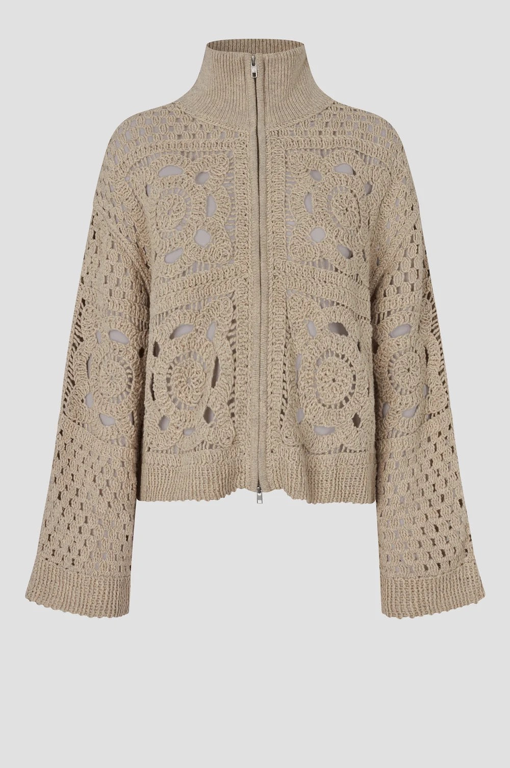 Rosette Knit Cardigan - Camel