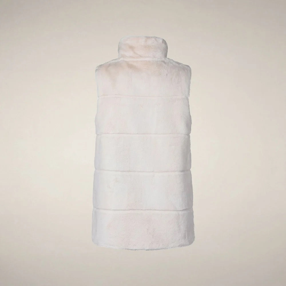 Nives Reversible Faux Fur Puffer Vest - Shore Beige