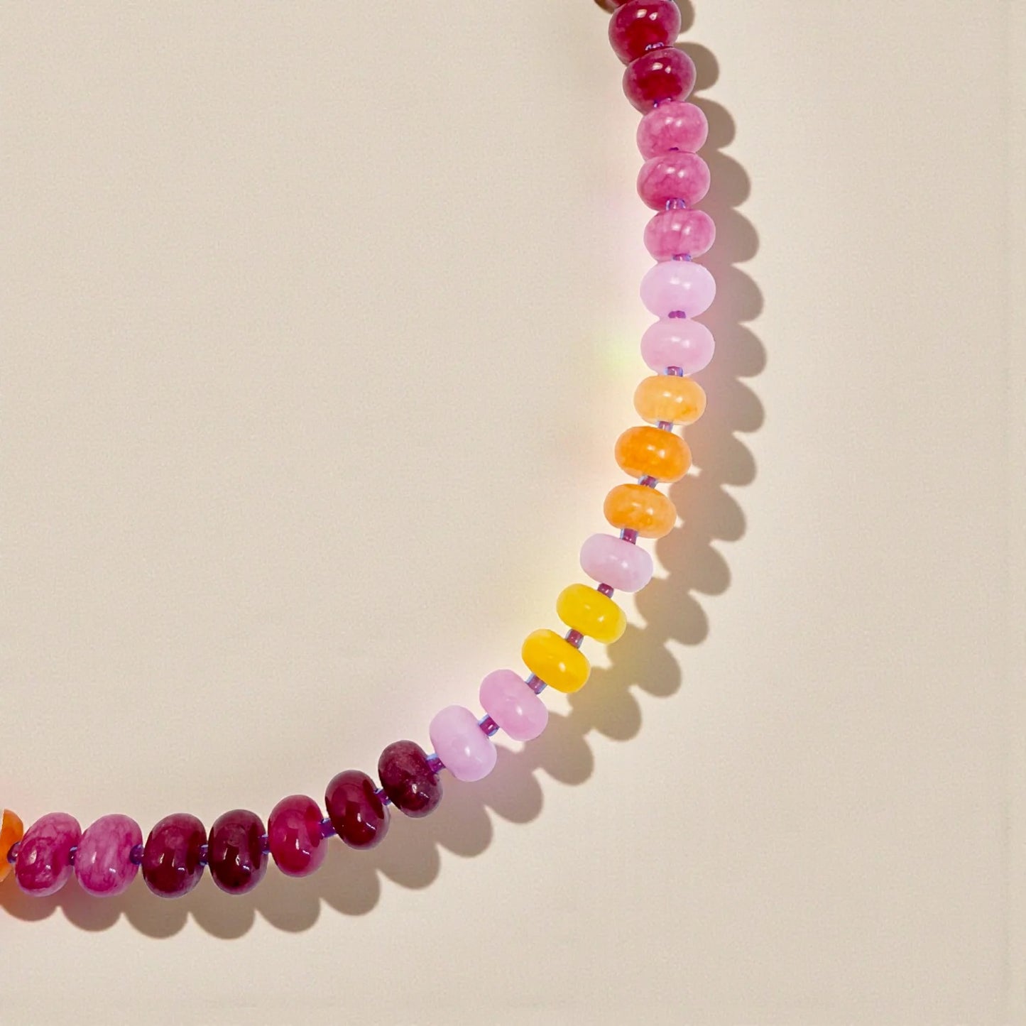 Bold Gemstone Beaded Necklace - Sunset Quartz