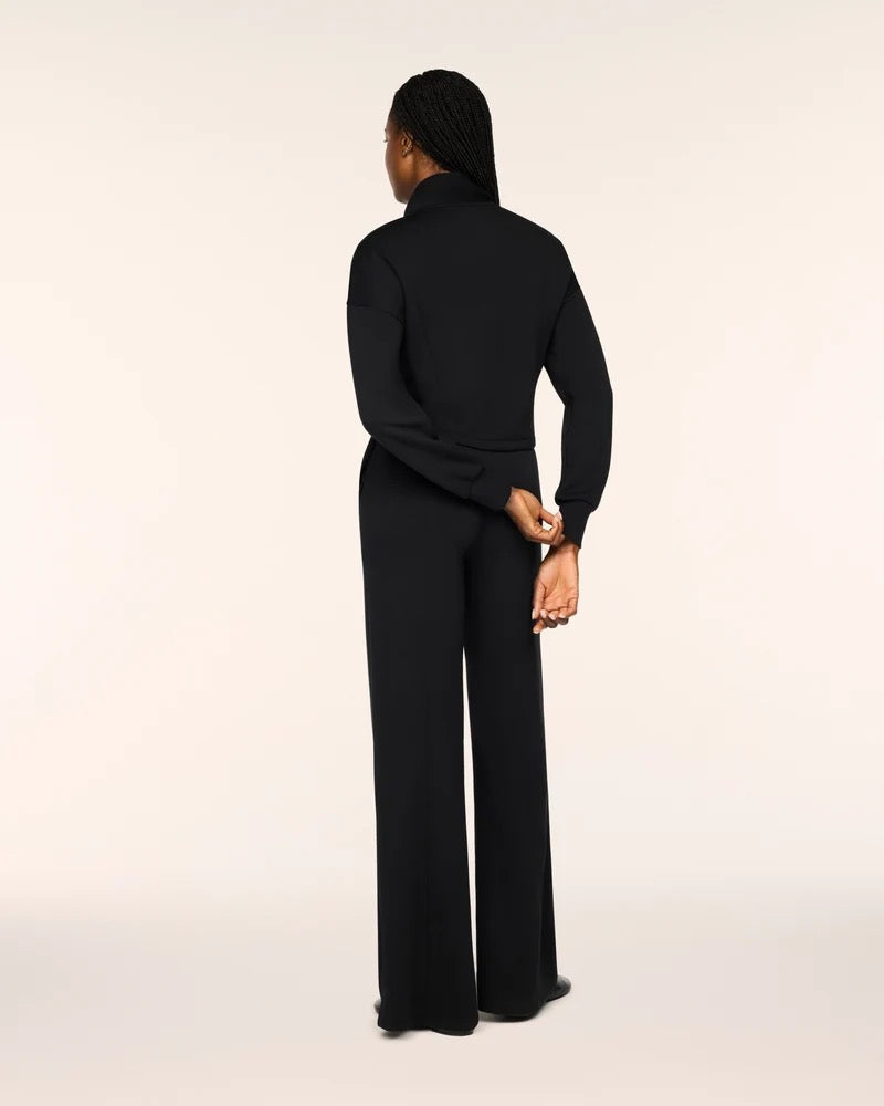 Long Sleeve Shawl Collar Jumpsuit - Black