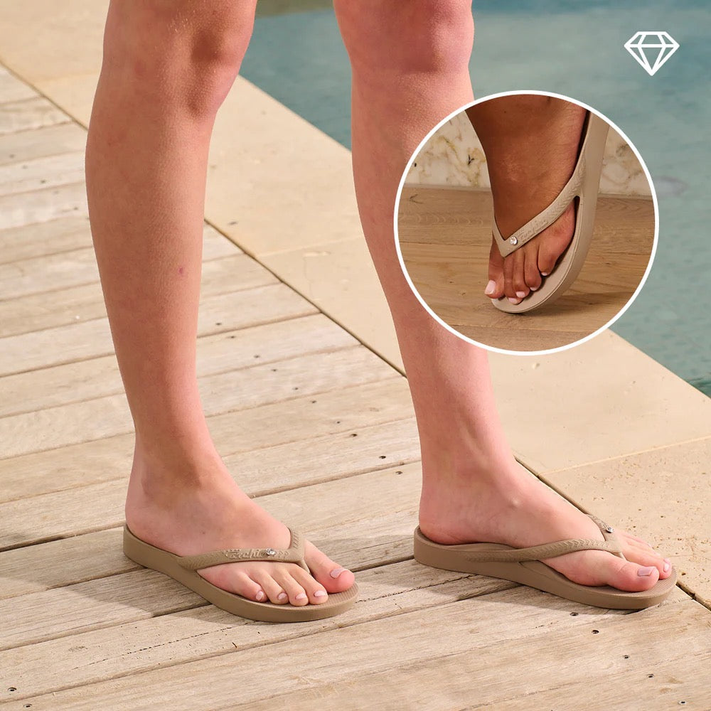 Crystal Flip Flop - Taupe Crystal