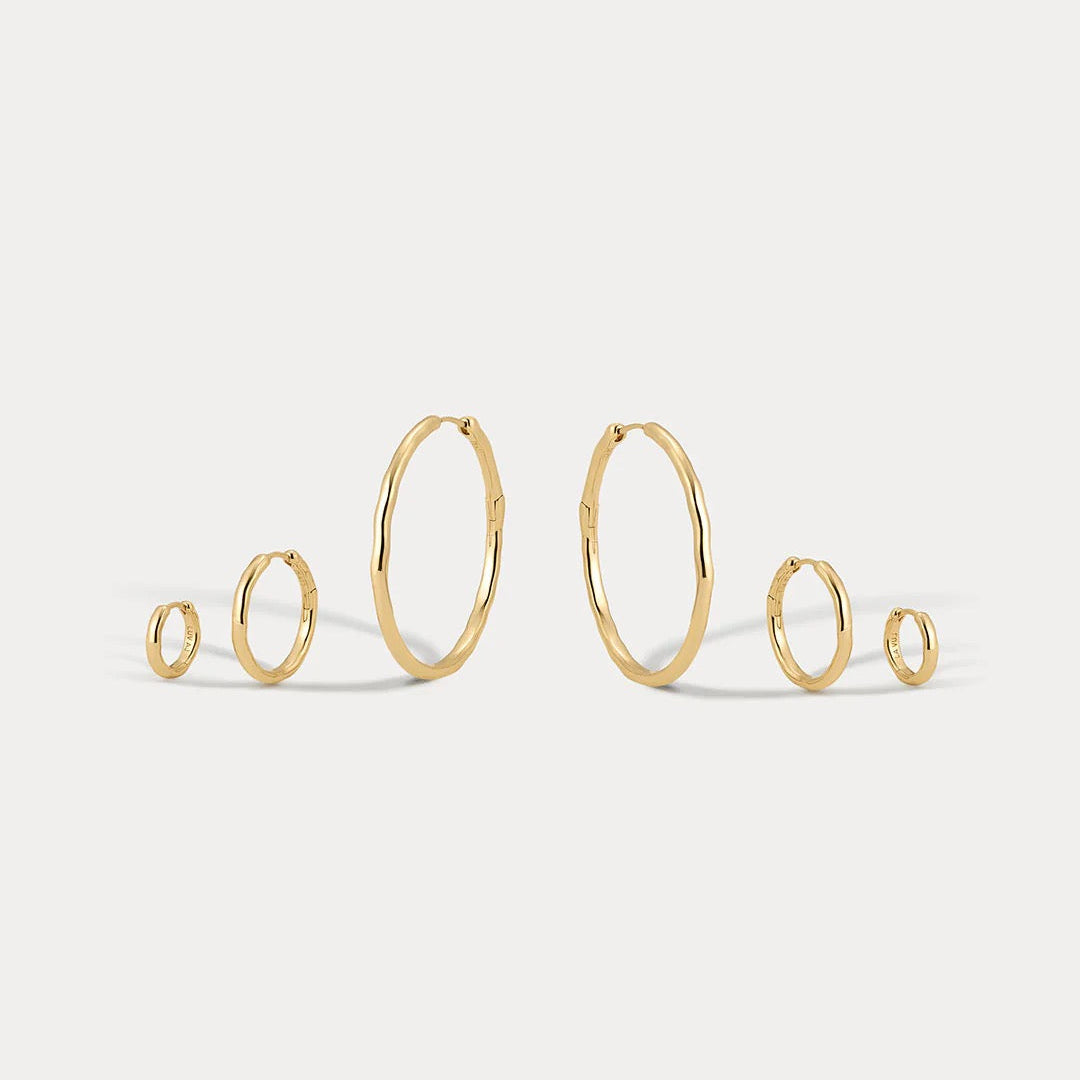 Granada Hammered Hoops Set of 3 - Gold