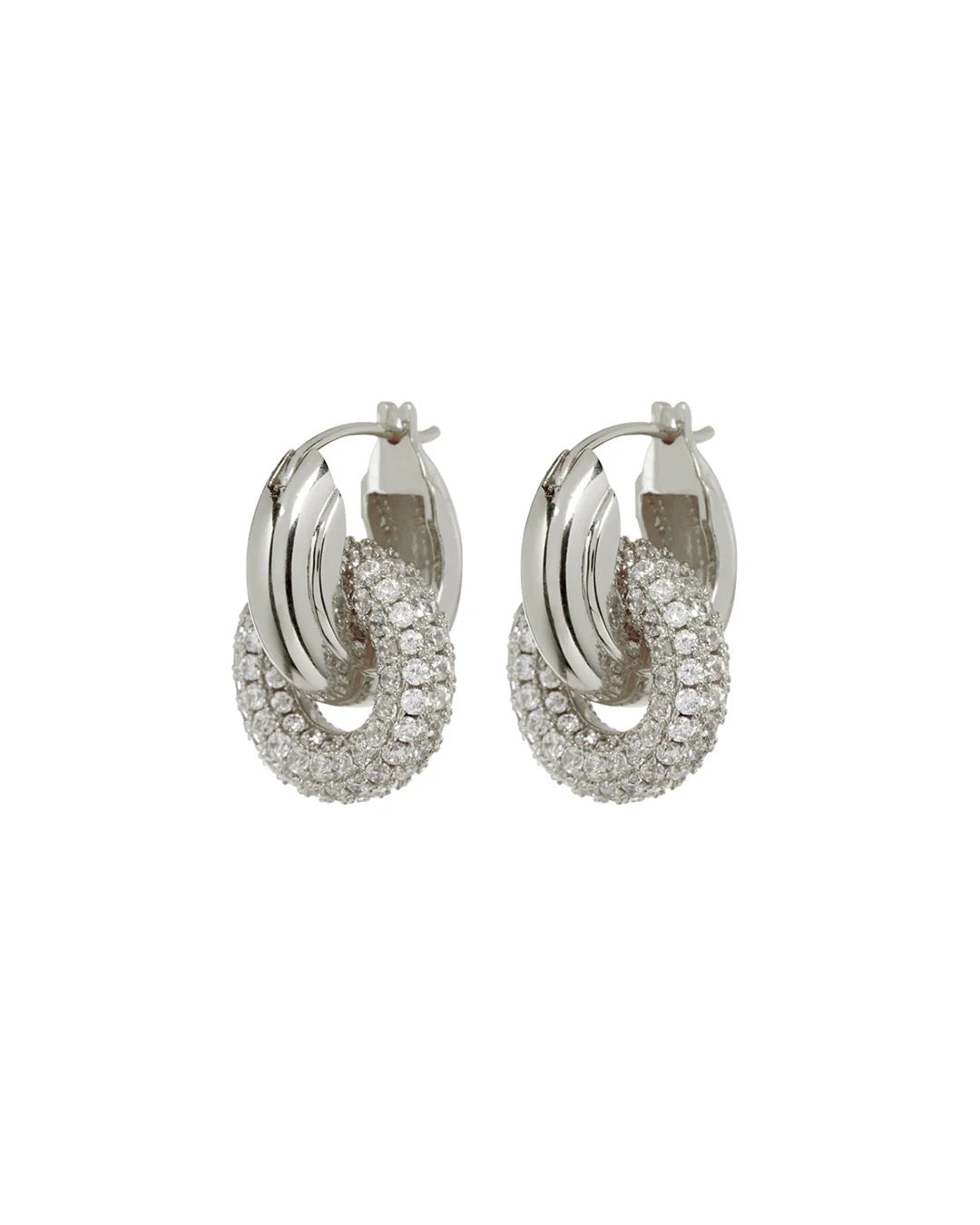 The Pave Interlock Hoops - Silver
