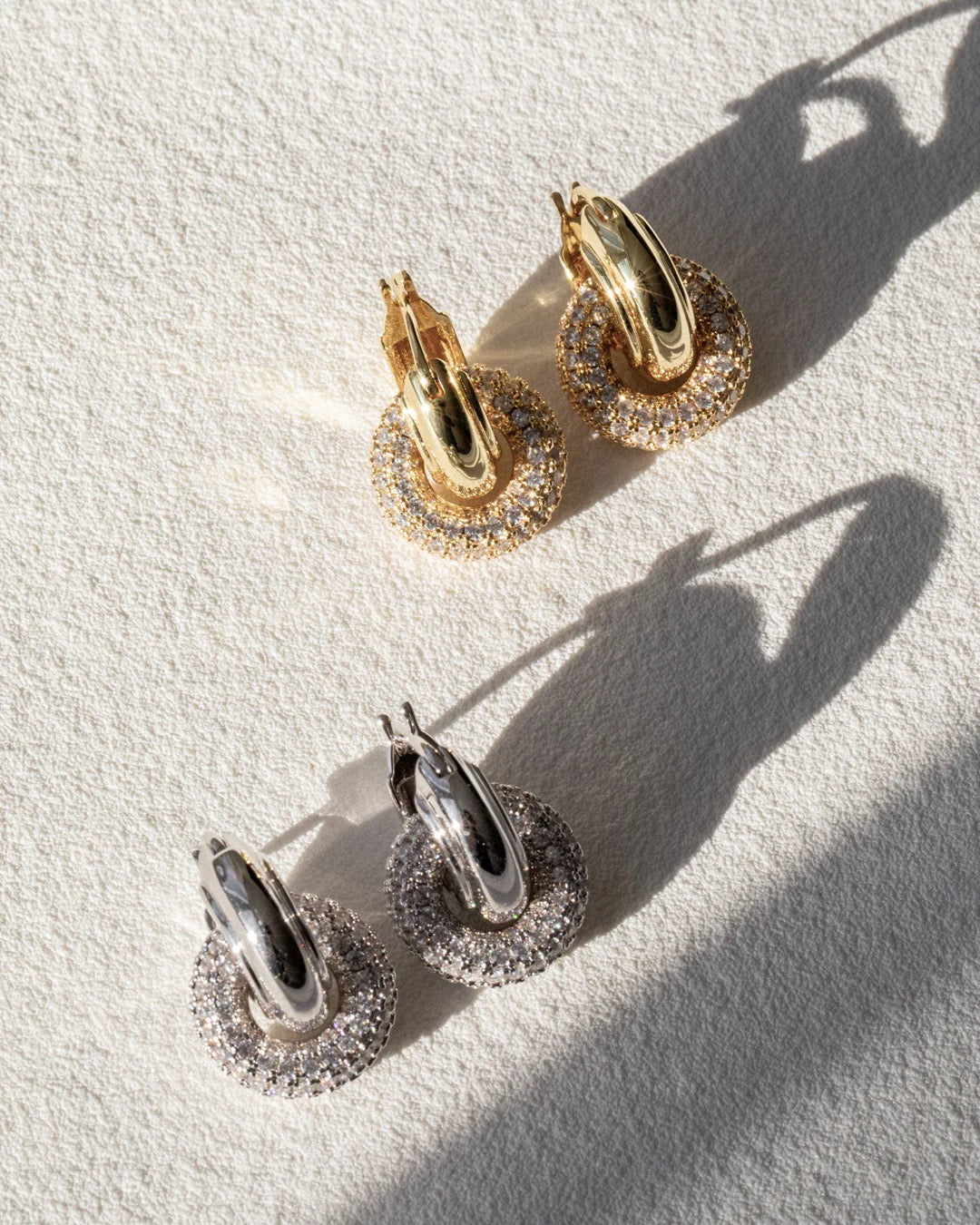 The Pave Interlock Hoops - Silver