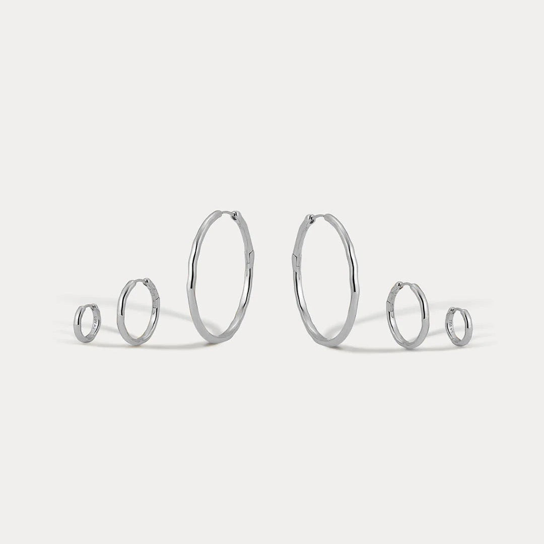 Granada Hammered Hoops Set of 3 - Silver