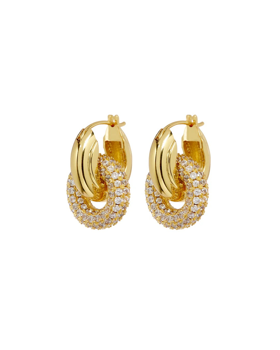 The Pave Interlock Hoops - Gold